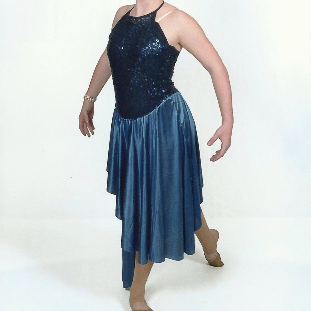 Navy Sequin & Satin Dance Costume